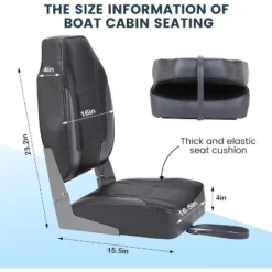 2-Pack Folding Boat Seats Low Back – Weather-Resistant Captain Chairs With Thick Padding For Fishing & Cruising