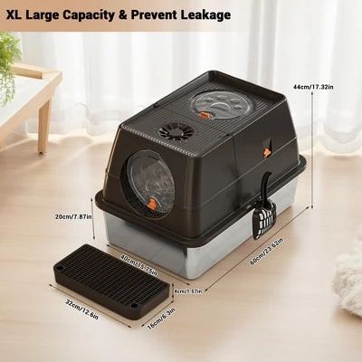 Enclosed Metal Litter Box With Lid, Large Metal Litter Box For Cats, Covered Dog Proof Litter Box 8'' Deep,Removable Top And Litter Scooper 1 Enclosed Metal Litter Box With Lid, Large Metal Litter Box For Cats, Covered Dog Proof Litter Box 8'' Deep,Removable Top And Litter Scooper