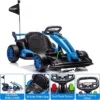 24V Kids Ride On Go Kart, 7.5mph Variable High Speed Drifting Car, 7ah Battery 200W*2 Motors,Ajustable Legroom For Kids Grows, Blue