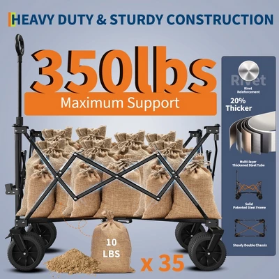 Heavy Duty Utility Beach Wagon Cart - Collapsible Wagon Beach With All Terrain Wheels, Extra Long Wagon Cart Foldable, Cup Holders For Sand 5 Heavy Duty Utility Beach Wagon Cart - Collapsible Wagon Beach With All Terrain Wheels, Extra Long Wagon Cart Foldable, Cup Holders For Sand - Image 5