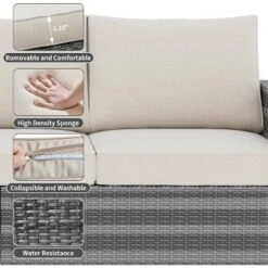 Outdoor Wicker Patio Furniture Sectional Set, Glass Top Table With Hidden Storage, Includes 7 Seating Components, Natural Rattan With Cushions 13 Outdoor Wicker Patio Furniture Sectional Set, Glass Top Table With Hidden Storage, Includes 7 Seating Components, Natural Rattan With Cushions -Living Aura Store GUEST abbec2b1 20c7 40ef b0fa 374f7f67ac27