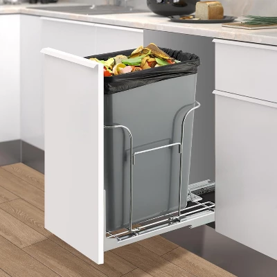 Undercabinet Trash System: 30L/35L Pull-Out Drawers W/Door Kits & Dampers | Fits 10-12" Cabinets | Steel | Silver (No Bins Included) 4 Undercabinet Trash System: 30L/35L Pull-Out Drawers W/Door Kits & Dampers | Fits 10-12" Cabinets | Steel | Silver (No Bins Included) - Image 4