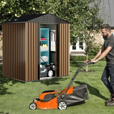 Metal Garden Shed ,Shed Outdoor Storage Shed With Sloping Roof And Vents, Slooping Roof Tool Shed For Backyard, Patio, Garden Yard,6 X 4 FT 2 Metal Garden Shed ,Shed Outdoor Storage Shed With Sloping Roof And Vents, Slooping Roof Tool Shed For Backyard, Patio, Garden Yard,6 X 4 FT - Image 2