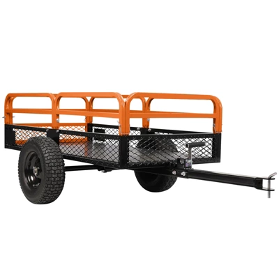 Heavy Duty Tow Behind ATV Trailer, 750 Lbs Steel Dump Cart Garden Carts With Removable Sides, Metal Utility Wagon For Riding Lawn Mower Tractor 8 Heavy Duty Tow Behind ATV Trailer, 750 Lbs Steel Dump Cart Garden Carts With Removable Sides, Metal Utility Wagon For Riding Lawn Mower Tractor - Image 8
