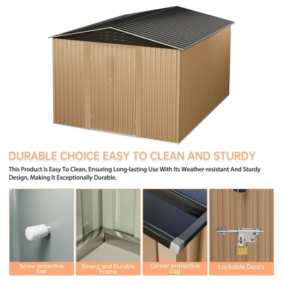 Outdoor Metal Storage Shed, Large Weatherproof Garden Shed For Tools,with Lockable Doors And Sloping Roof,for Lawn Equipment, Patio & Backyard 7 Outdoor Metal Storage Shed, Large Weatherproof Garden Shed For Tools,with Lockable Doors And Sloping Roof,for Lawn Equipment, Patio & Backyard - Image 7