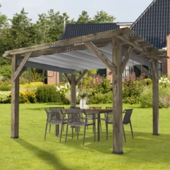10x12 FT Wood Pergola With Retractable Canopy, Retractable Shade Canopy, Durable, Rot Resistant, For Backyard, Deck, Garden, Outdoor Entertaining 12 10x12 FT Wood Pergola With Retractable Canopy, Retractable Shade Canopy, Durable, Rot Resistant, For Backyard, Deck, Garden, Outdoor Entertaining -Living Aura Store GUEST ad780abe 768d 4f2f adb0 cce700c8bee2