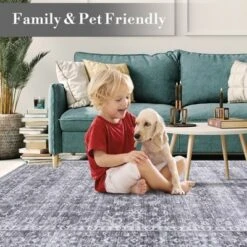 Washable Vintage Floral Living Room Rugs, Distressed Print Non Slip Bedroom Carpet, Retro Accent Dining Room Kitchen Rugs -Living Aura Store GUEST ad8f23e4 6339 469c b9cd 9ea951d9bc58