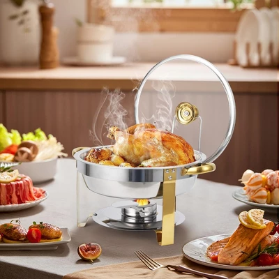 Chafing Dish Buffet , Buffet Servers And Warmers Set Of 2,Stainless Steel Buffet Chafers And Warmer Sets ,for Buffet With Lid Holder & Glass Lid 6 Chafing Dish Buffet , Buffet Servers And Warmers Set Of 2,Stainless Steel Buffet Chafers And Warmer Sets ,for Buffet With Lid Holder & Glass Lid - Image 6