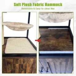 Cat Litter Box Enclosure, Hidden Litter Box Cabinet With Condo, Hammock, Scratching Mat & Post, Cat House With Storage Shelves & Wheels -Living Aura Store GUEST ae5fa9dd 2366 4ccb 9f2e 1bd593fc7b5d