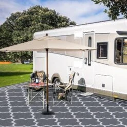 5x8 FT Waterproof Outdoor Plastic Straw Rug For Patio Reversible Portable Plastic Straw Rug, For Porch, Backyard, Balcony, Grey/White -Living Aura Store GUEST aff446d4 c0b6 4872 b33a efba53245d9f