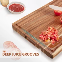 Large Acacia Wood Cutting Board, Reversible Charcuterie Board Cheese Board With Deep Groove -Living Aura Store GUEST b0ff1dd3 ae14 412f 9d1b ebf56917e899