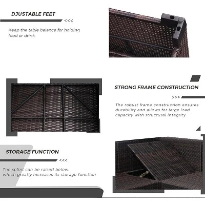 6 Pieces Patio Sectional Sofa Set, PE Rattan Daybed, Outdoor Wicker Sunbed Chaise Chair, Adjustable Backrest, For Poolside, Backyard 3 6 Pieces Patio Sectional Sofa Set, PE Rattan Daybed, Outdoor Wicker Sunbed Chaise Chair, Adjustable Backrest, For Poolside, Backyard - Image 3