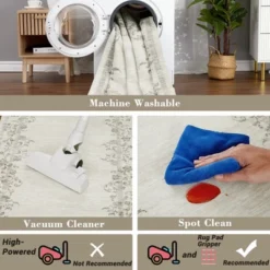 Washable Farmhouse Floral Print Living Room Rugs, Soft Non Slip Modern Bedroom Carpet, Ultra Thin Vintage Floor Rug For Home Office -Living Aura Store GUEST b27e2987 7606 4be3 a922 56d941d6a023