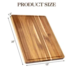 Large Acacia Wood Cutting Board, Reversible Charcuterie Board Cheese Board With Deep Groove