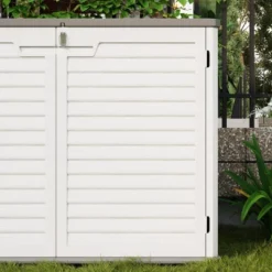 Outdoor Storage Cabinet,Waterproof Outdoor Shed With Floor,Resin Weather Resistant Tools Storage House Shed For Garden Backyard, Easy Assembly,White -Living Aura Store GUEST b34543d1 031f 4642 aa0c 1ff09baad869