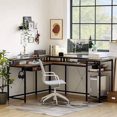 68 Inch Gaming Desk, With Power Outlets And Monitor, Corner Computer Desk, Home Office Desk, For Home, Office, Living Room 5 68 Inch Gaming Desk, With Power Outlets And Monitor, Corner Computer Desk, Home Office Desk, For Home, Office, Living Room - Image 5