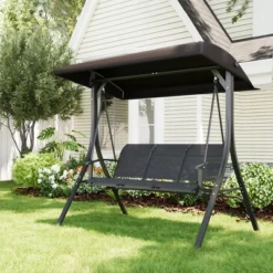 3-Seat Outdoor Porch Swing Chair, Patio Hanging Swing With Adjustable Canopy And Armrests 15 3-Seat Outdoor Porch Swing Chair, Patio Hanging Swing With Adjustable Canopy And Armrests -Living Aura Store GUEST b431d7a7 e3ce 46e8 b95b cad80b040b04