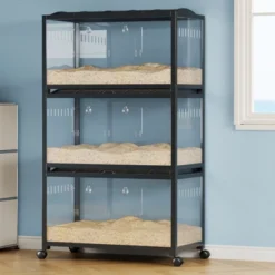 Small Animal Cage With Plastic And Metal Mouse Cage, Wheels For Easy Mobility, Large Habitat, Easy To Assemble, Suitable For Dwarf Syrian Hamsters -Living Aura Store GUEST b4384bd2 11dd 4fc6 81d6 0de8358b00e9