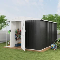 Weatherproof Garden Tool Shed,Outdoor Storage Shed With Shelf, Lockable Doors & Open Shelves For Lawn Equipment, Patio Furniture, 8×10 FT 13 Weatherproof Garden Tool Shed,Outdoor Storage Shed With Shelf, Lockable Doors & Open Shelves For Lawn Equipment, Patio Furniture, 8×10 FT -Living Aura Store GUEST b52a7c40 9ab8 4309 b04c ca675dd56f0f