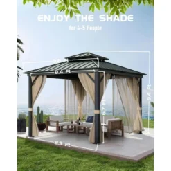 Outdoor Gazebo, Heavy Duty Hardtop Gazebo With Aluminum Frame, Double Roof Canopy, Curtains And Netting, Pergolas For Patios, Garden, Lawns 13 Outdoor Gazebo, Heavy Duty Hardtop Gazebo With Aluminum Frame, Double Roof Canopy, Curtains And Netting, Pergolas For Patios, Garden, Lawns -Living Aura Store GUEST b5a08d52 5ea9 49d8 bd7d 5dc915d07cf6