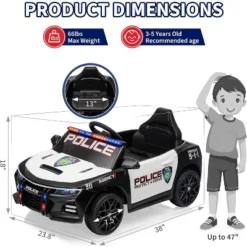12V Kids Police Ride-On Car, Remote Control Electric Toy With LED Lights, Music, Horn & Safety Belt -Living Aura Store GUEST b6b30947 5db6 4d61 8cc4 1093c065bac6