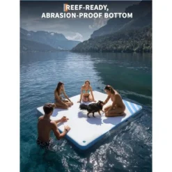 Inflatable Lake Floats For Adults, 10x10 Ft Multi-Person Floating Dock With Rope Ladder, Non-Slip Surface, Floating Mat With Storage Bag, Green/Blue -Living Aura Store GUEST b733120e a750 4a11 8953 a5b93eb8cd01