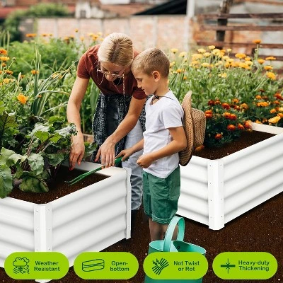 2-Pack Thick Galvanized Raised Bed - Home Use With Safety Edge & Gloves - Rust-Proof Large Open Base Planter For Veggies/Flowers, Beige 7 2-Pack Thick Galvanized Raised Bed - Home Use With Safety Edge & Gloves - Rust-Proof Large Open Base Planter For Veggies/Flowers, Beige - Image 7