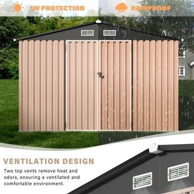 Outdoor Metal Storage Shed, Weatherproof Garden Shed With Lock, Sloping Roof & Ventilation, For Backyard, Patio & Garage Storage 6 Outdoor Metal Storage Shed, Weatherproof Garden Shed With Lock, Sloping Roof & Ventilation, For Backyard, Patio & Garage Storage - Image 6