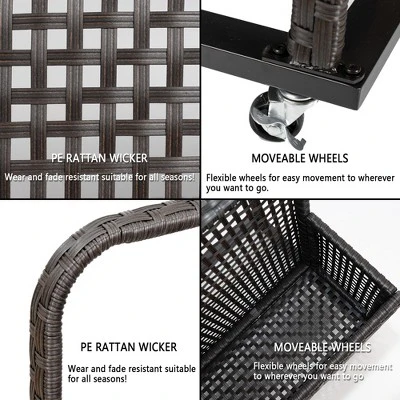 Outdoor PE Rattan Poolside Float Storage Box With Rolling Wheels, Durable Patio & Beach Organizer For Floaties, Gray 3 Outdoor PE Rattan Poolside Float Storage Box With Rolling Wheels, Durable Patio & Beach Organizer For Floaties, Gray - Image 3