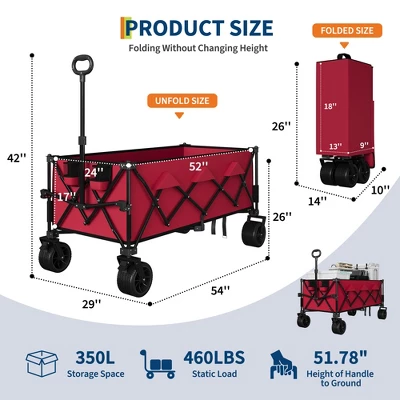Heavy Duty Utility Beach Wagon Cart - Collapsible Wagon Beach With All Terrain Wheels, Extra Long WagonCart, Foldable With Cup Holders For Sand 2 Heavy Duty Utility Beach Wagon Cart - Collapsible Wagon Beach With All Terrain Wheels, Extra Long WagonCart, Foldable With Cup Holders For Sand - Image 2