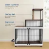 Dog Crate Furniture With Stairs, Wooden Dog Kennel Indoor With Double Doors, Cat Tree