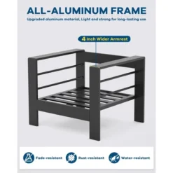 5 Piece Aluminum Patio Furniture Set, Outdoor Furniture With Cushions And Coffee Table, Modern Patio Sofa Set For Balcony, Garden, Porch