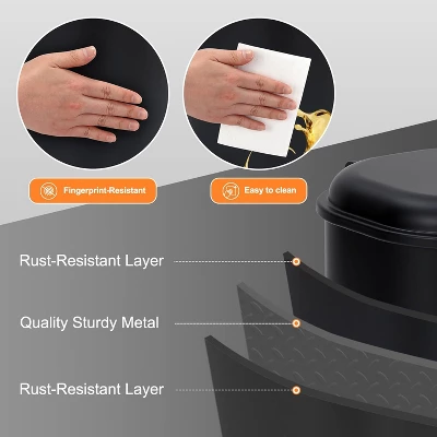 8 Gallon Step Trash Can, Garbage Can With Soft-Close Lid, Metal Garbage Bin, Without Inner Bucket 4 8 Gallon Step Trash Can, Garbage Can With Soft-Close Lid, Metal Garbage Bin, Without Inner Bucket - Image 4