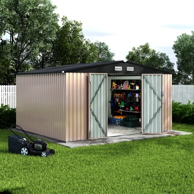 Outdoor Metal Storage Shed, Weatherproof Garden Shed With Lock, Sloping Roof & Ventilation, For Backyard, Patio & Garage Storage 7 Outdoor Metal Storage Shed, Weatherproof Garden Shed With Lock, Sloping Roof & Ventilation, For Backyard, Patio & Garage Storage - Image 7