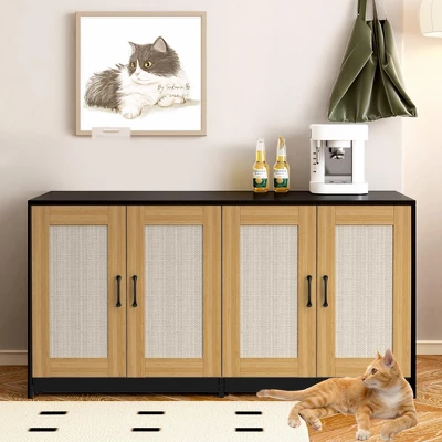 47.2" Large Hidden Cabinet Double Litter Box Enclosure Furniture For 2 Cats 2 47.2" Large Hidden Cabinet Double Litter Box Enclosure Furniture For 2 Cats - Image 2