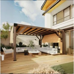 12x14 FT Wood Pergola With Retractable Shade Canopy, Wood Gazebo, Solid Structure, Durable Outdoor Pergola For Patio, Backyard, Deck, Garden -Living Aura Store GUEST bcb2050c de85 4908 9bfa 9a3fd89a3cc1