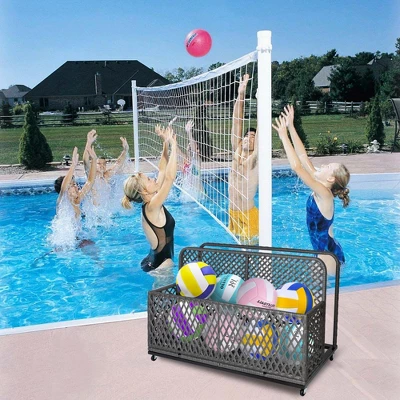 Outdoor PE Rattan Poolside Float Storage Box With Rolling Wheels, Durable Patio & Beach Organizer For Floaties, Gray 2 Outdoor PE Rattan Poolside Float Storage Box With Rolling Wheels, Durable Patio & Beach Organizer For Floaties, Gray - Image 2