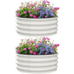 Galvanized Raised Garden Bed For Gardening, Round Metal Planter Box For Planting Plants Vegetables And Flower -Living Aura Store GUEST bce8e9ad 0ac8 4182 a326 7a9ff0585093