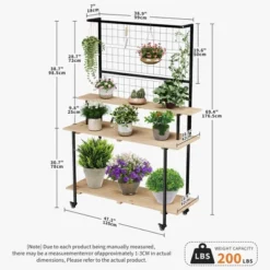 3 Tier Plant Stand With Wheels, Gridwall Display Stand With Gridwall Panels & Hanging Bar, Heavy Duty Metal Plant Shelf Rack For Home Garden 10 3 Tier Plant Stand With Wheels, Gridwall Display Stand With Gridwall Panels & Hanging Bar, Heavy Duty Metal Plant Shelf Rack For Home Garden -Living Aura Store GUEST bd2e8e96 df26 4a82 952f a21574649ba6