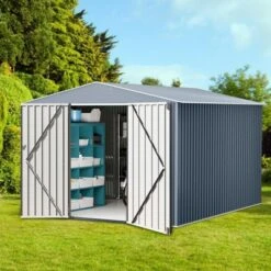 Outdoor Metal Storage Shed, Large Weatherproof Garden Shed For Tools,with Lockable Doors And Sloping Roof,for Lawn Equipment, Patio & Backyard 17 Outdoor Metal Storage Shed, Large Weatherproof Garden Shed For Tools,with Lockable Doors And Sloping Roof,for Lawn Equipment, Patio & Backyard -Living Aura Store GUEST bed24a22 d29f 4a75 a7ad 6a40d6f0657b