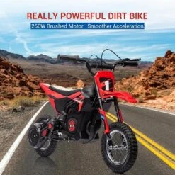 24V Kids Ride On Electric Off-Road Motorcycle,250W Motor 13.6MPH Fast Speed Dirt Bike Motocross,Leather Seat,for Kids Riding Toy, Red -Living Aura Store GUEST c13bce28 9493 4691 ae61 f99ad495c626
