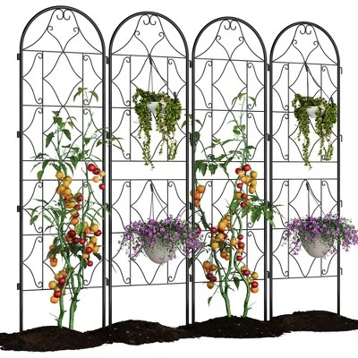 Garden Trellis 75x20 Inch, Decorative Metal Trellis For Climbing Plants Outdoor, Rustproof Garden Fence Plant Support Frame For Patio & Yard 7 Garden Trellis 75x20 Inch, Decorative Metal Trellis For Climbing Plants Outdoor, Rustproof Garden Fence Plant Support Frame For Patio & Yard - Image 7