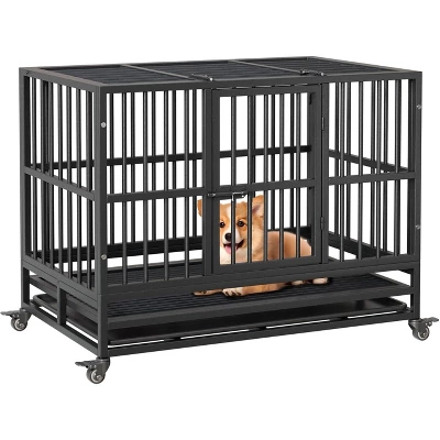 Heavy Duty Indestructible Dog Crate Steel Escape Proof, Indoor Dog House High Anxiety Cage, Kennel With Wheels, Removable Tray 1 Heavy Duty Indestructible Dog Crate Steel Escape Proof, Indoor Dog House High Anxiety Cage, Kennel With Wheels, Removable Tray