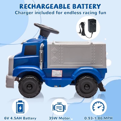 6V Ride On Truck For Toddlers - Electric Car W/Spacious Storage, Music, LED Lights, Rechargeable Battery & Easy Start Button 4 6V Ride On Truck For Toddlers - Electric Car W/Spacious Storage, Music, LED Lights, Rechargeable Battery & Easy Start Button - Image 4
