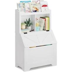 47.8''H Wooden Kids Bookcase & Toy Organizer With Flip-Top Lid, Boys/Girls Toy Storage Organizer For Playroom/Bedroom -Living Aura Store GUEST c52b82a5 5dab 4b25 9afe 00593491280d