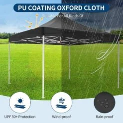 10 X 10 FT Pop Up Canopy, Heavy Duty Instant Tent W/Carry Bag, All Season Commercial Sun Shelter, Portable Canopy For Patio, Backyard, Bench, Garden