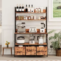 5-Tier Kitchen Bakers Rack With Charging Station & Drawers, Utility Shelves With Hooks For Kitchen, Independent Baker's Rack For Dining Room, Office 11 5-Tier Kitchen Bakers Rack With Charging Station & Drawers, Utility Shelves With Hooks For Kitchen, Independent Baker's Rack For Dining Room, Office -Living Aura Store GUEST c7275782 8f8c 4e07 95e9 7b86e05361e9