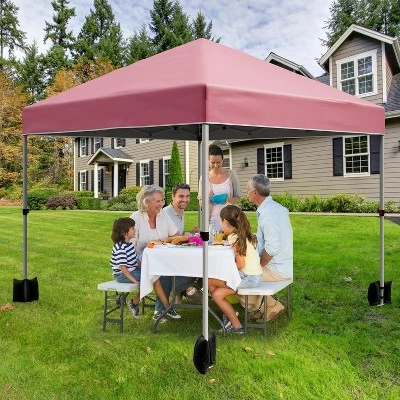 10 X 10 Pop Up Canopy, Beach Tent 3 Adjustable Heights, Easy Up Sun Shade W/ Wheeled Carry Bag, Outdoor Portable Shelter For Events, Parties, Camping 8 10 X 10 Pop Up Canopy, Beach Tent 3 Adjustable Heights, Easy Up Sun Shade W/ Wheeled Carry Bag, Outdoor Portable Shelter For Events, Parties, Camping - Image 8