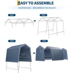 Outdoor Storage Shed 7x12 FT Carport With Roll-Up Zipper Door & Window, Waterproof & UV Resistant Portable Garage For Motorcycle, Bike, And Tools 13 Outdoor Storage Shed 7x12 FT Carport With Roll-Up Zipper Door & Window, Waterproof & UV Resistant Portable Garage For Motorcycle, Bike, And Tools -Living Aura Store GUEST ca906cfb 35ca 47e4 9a5d a6676af2ecc8