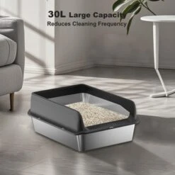 Stainless Steel Cat Litter Box With Lid, Large Litter Box For Big Cats Non-Stick Stainless Steel Cat Boxes With Double Layer Litter Mat And Scoop 13 Stainless Steel Cat Litter Box With Lid, Large Litter Box For Big Cats Non-Stick Stainless Steel Cat Boxes With Double Layer Litter Mat And Scoop -Living Aura Store GUEST cb13f348 c25f 41c1 920b 8abdd3b7d1f8